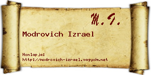Modrovich Izrael névjegykártya